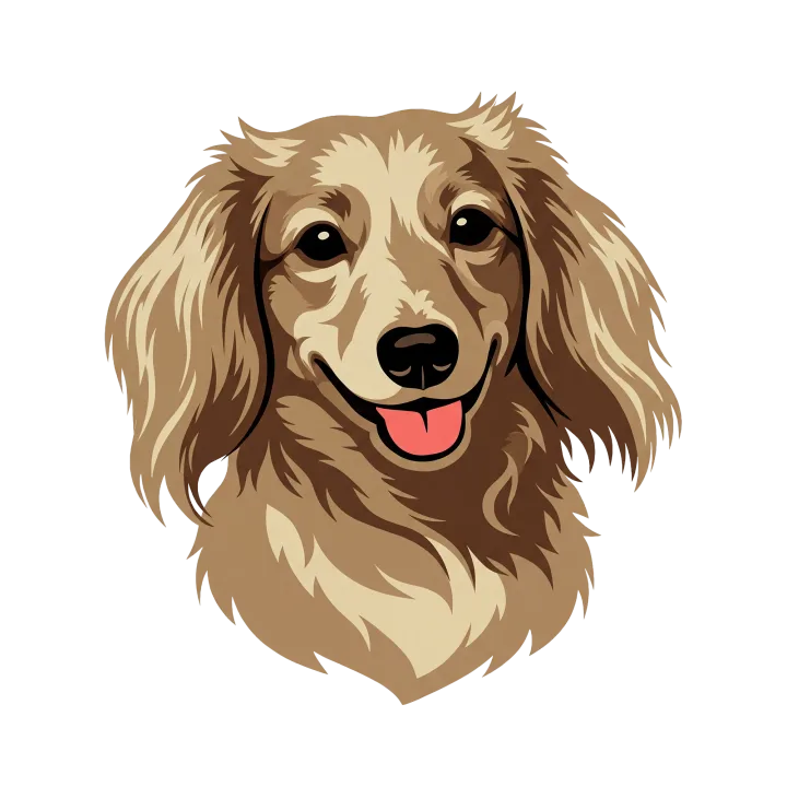 An embroidery design of a dachshund’s face, made from photos