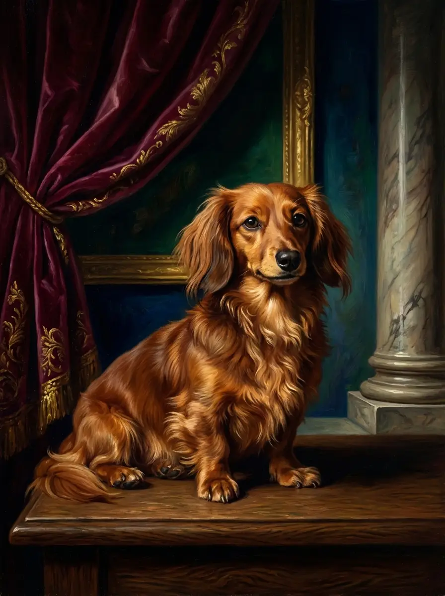 Custom Renaissance wall art: a pet painted as an old-master noble