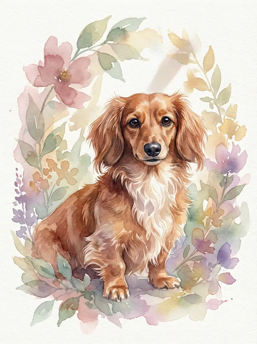 Custom watercolor wall art of a pet