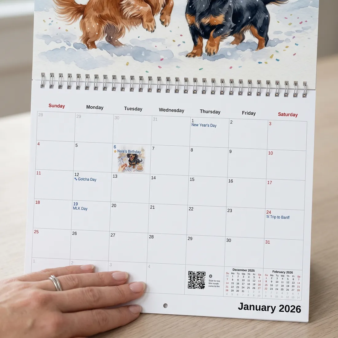 Un mois du calendrier avec des dates personnalisées et leurs symboles