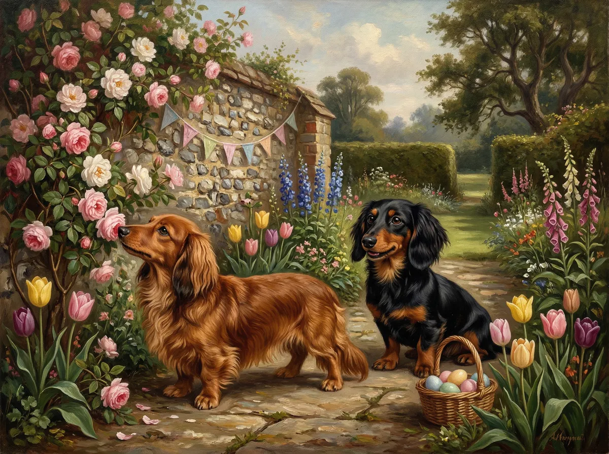 Thème de calendrier d’animal Peinture à l’huile pour la fête des Mères