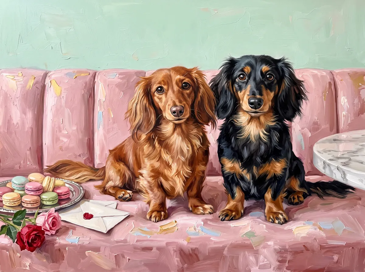February in the Sunlit Oil Painting example calendar, with Minnie and Nala