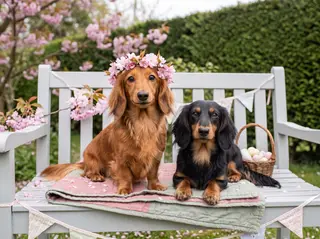 April in the Picture Perfect example calendar, with Minnie and Nala