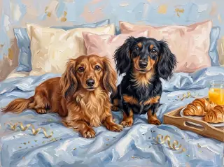 January in the Sunlit Oil Painting example calendar, with Minnie and Nala