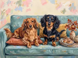 November in the Sunlit Oil Painting example calendar, with Minnie and Nala