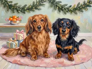 December in the Sunlit Oil Painting example calendar, with Minnie and Nala