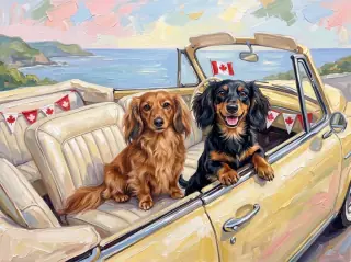 July in the Sunlit Oil Painting example calendar, with Minnie and Nala