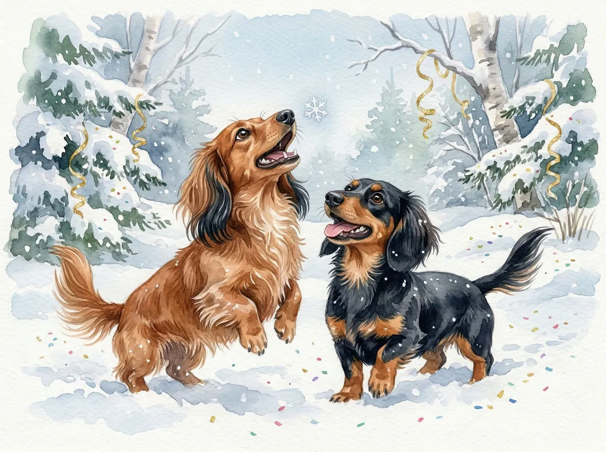 January watercolor dog calendar page