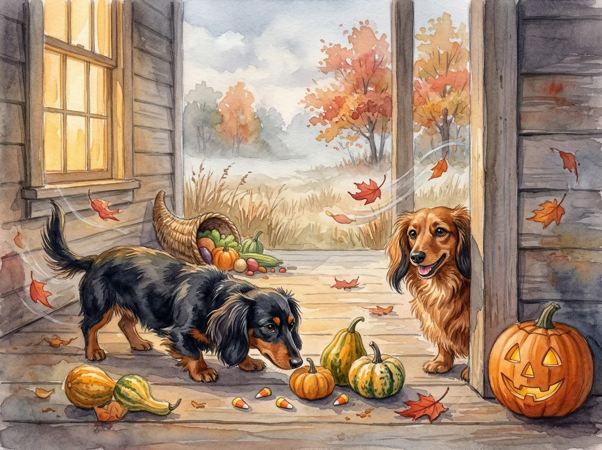 October watercolor dog calendar page