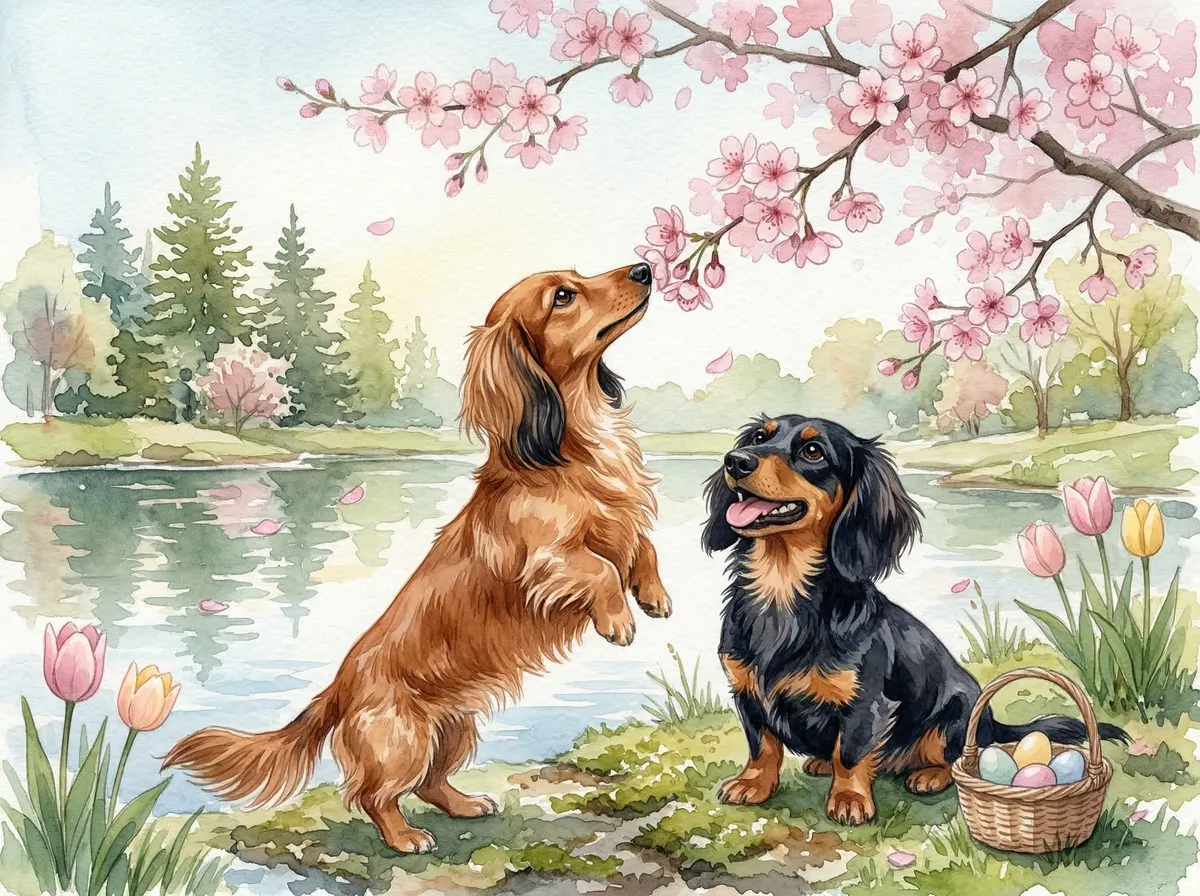 April watercolor dog calendar page