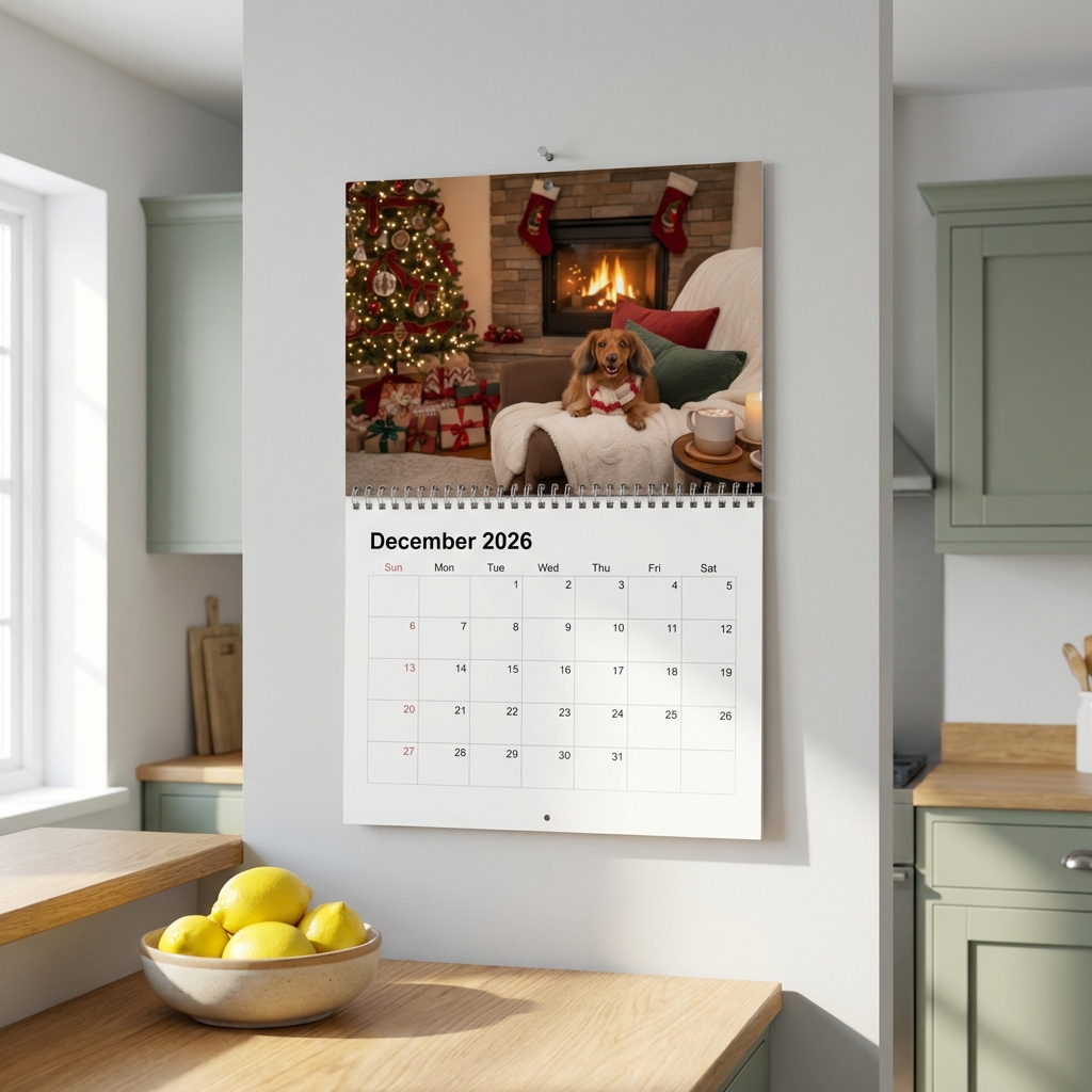 Calendar hanging on wall