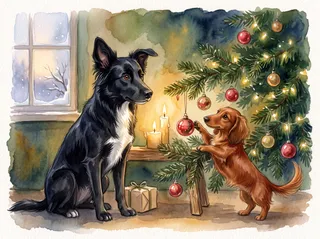 December in the Watercolor example calendar, with Minnie and Mickey