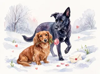 February in the Watercolor example calendar, with Minnie and Mickey