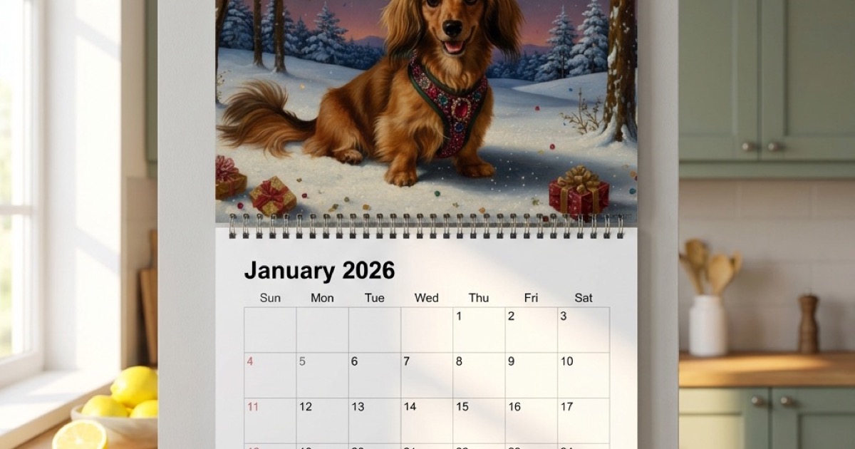 My Dog Calendar - Custom AI Artwork Printed 12 Month Dog Calendar